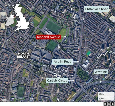 A map showing the area 