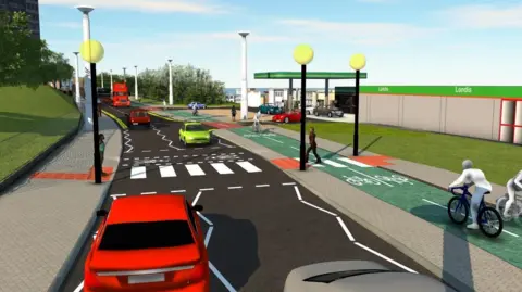Sunderland Council An artist's impression of the cycle lane scheme
