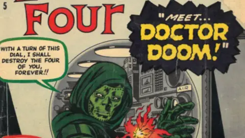 Gildings Dr Doom on the front of a comic