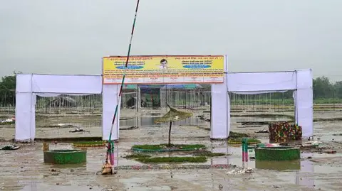 Getty Images The site of the stampede in which over 100 people were killed during a religious event on July 3, 2024 in Hathras