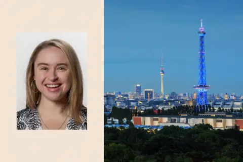 Getty Images Two treated images: Emily Grant and the Berlin Skyline