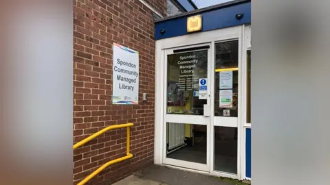 Derby City Council The front door of Spondon Library