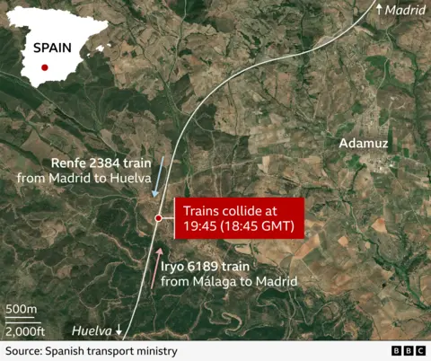 Graphic image showing map of crash site