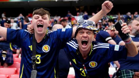 Scotland fans in celebratory mood