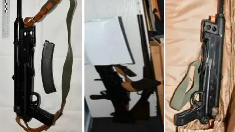 National Crime Agency A montage of three police images of long-barrelled weapons