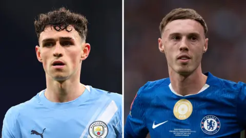 A split picture of Phil Foden and Cole Palmer