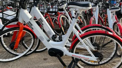 Hundreds of the bikes await a new operator