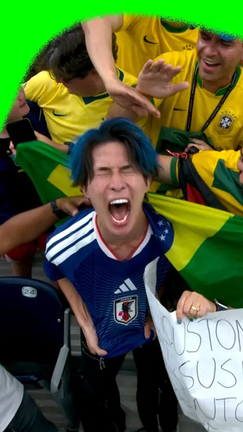 A Japan fan's reaction after the game