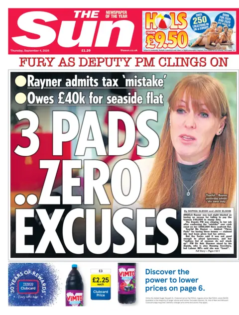 The headline on the front page of the Sun reads: "3 pads, zero excuses". 