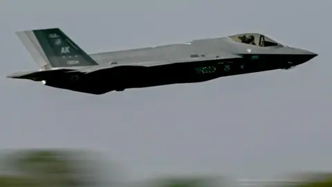 The AFP US Air Force's F -35 fifth generation fighter Aero India performs during a military aviation exhibition at Yalehanka Air Force Station in Bangalore on 13 February, 2025, during a military exhibition on February 13, 2025.