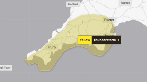 Image shows yellow warning area
