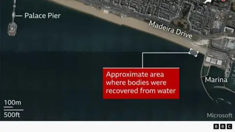  Approximate area where bodies were recovered from water