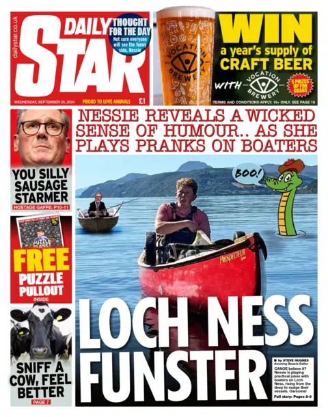  'Nessie reveals a wicked consciousness   of humour..as she plays pranks connected  boaters'.