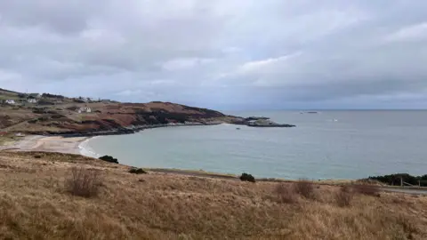 A beach and shoreline on the coast of Scotland.