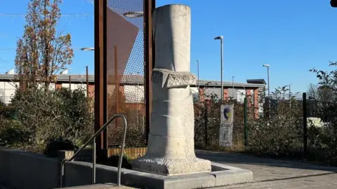 BBC The Water Head sculpture in Beeston, near the tram stop.