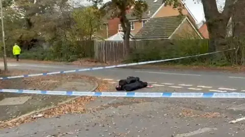 The cordon in place on Hunts Pond Road