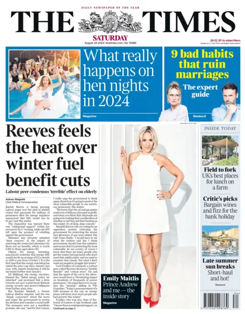 The Times: Reeves feels the heat from winter fuel benefit cuts