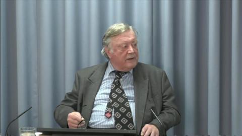 Lord Ken Clarke giving evidence to the contaminated blood inquiry