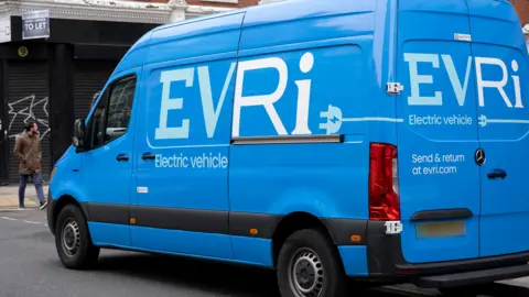 Getty Images Blue van with Evri logo on the side.