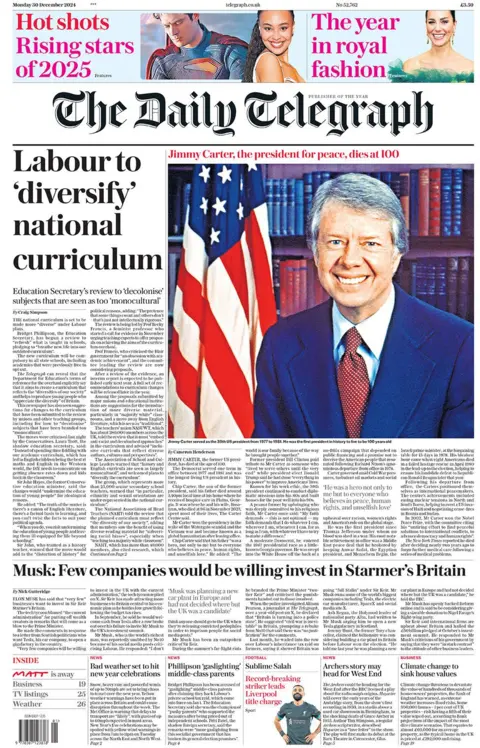 "Labour to 'diversify' national curriculum" headlines the Daily Telegraph 