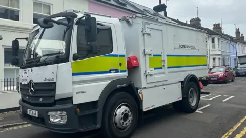 George Carden / BBC A bomb squad van at the scene