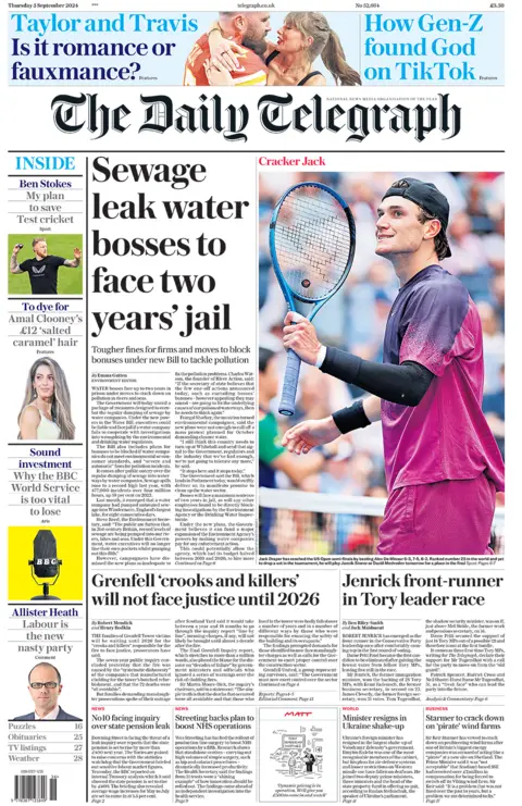  "Sewage leak h2o  bosses to look   2  years' jail". 