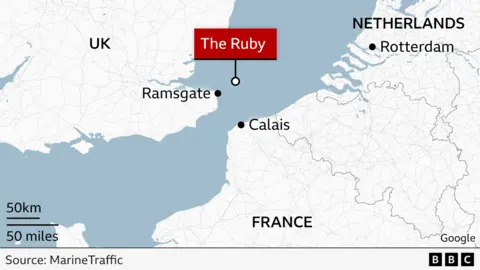 Ruby's location on Thursday, according to Marine Traffic