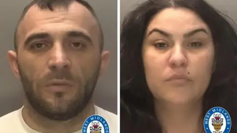 Gurita has dark hair and a beard and is wearing a white T'shirt in his police mugshot. Bornescu has long, dark hair in her photo.