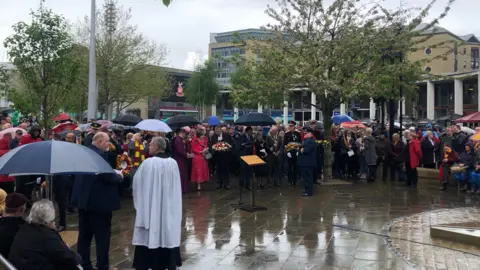 Charles Heslett/BBC Memorial service for Bradford City fire victims