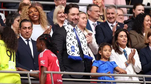 Alexis Ohanian pictured with Chelsea co-owner Behdad Eghbali at Wembley