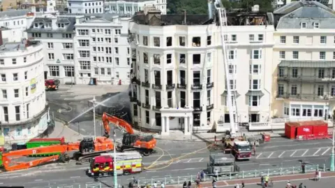 Royal Albion Hotel fire Brighton road to remain partially shut