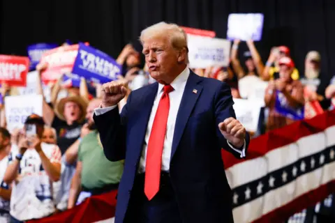 Getty Images Donald Trump appears astatine  a rally successful  Bozeman, Montana connected  9 August 2024