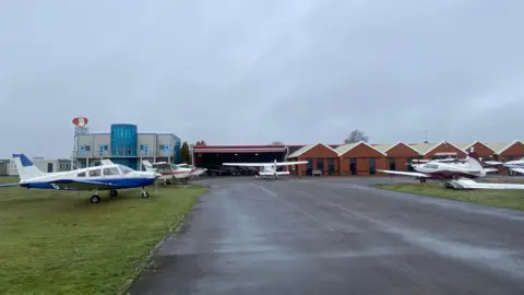 Planes on the runway at Coventry Airport