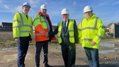 Andrew Sheldon, Tony Ball, Mark Francois MP and William Wood at the site in Rayleigh