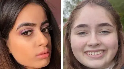 Pictures of Nadia and Christie side by side. Nadia has long brown hair and pink eye shadow on with a slight pout. Christine has reddish hair and is smiling.