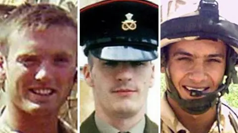 Ministry of Defence/Other (L-R) Phillip Hewett, Leon Spicer and Richard Shearer were killed while on patrol in Iraq
