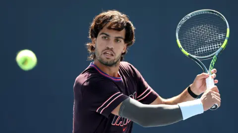 Carlos Alcaraz practises at the 2026 US Open