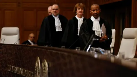 Judges arrive in court chamber at ICJ (24/05/24)