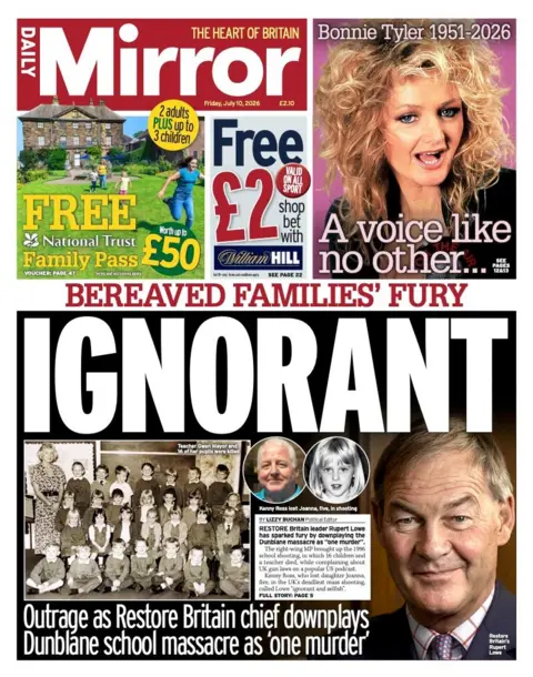 The headline on the front page of the Daily Mirror reads: 'Ignorant.'