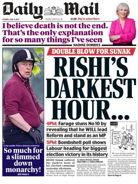 Rishi's darkest hour... reads the front of the Daily Mail