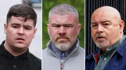 PA Media Separate photos of three men - Jordan Devine, Peter Cavanagh and Paul McIntyre 