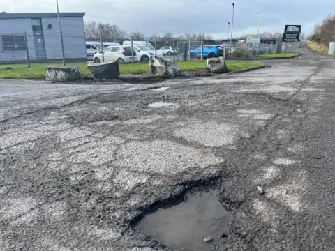 Potholes outside the ambulance station