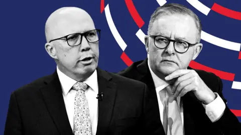 Graphic of Albanese (R) and Dutton (L)
