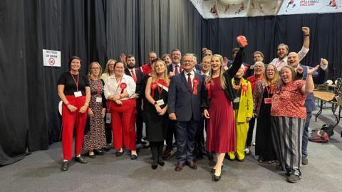 Labour candidates and supporters celebrating the wins from Thursday