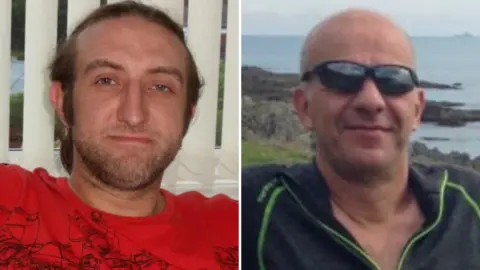 Health & Safety Executive Photos of Daron Pickstock (left) and Lee Horton. Mr Pickstock is pictured with long hair tied up. Mr Horton is wearing a cycling jersey and black sunglasses.