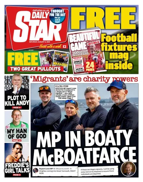 The headline on the front page of the Daily Star reads: "MP in Boaty McBoatfarce".
