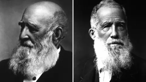 Rothamsted Research A composite photo edit combining two black and white portraits showing two smartly dressed men with long white beard