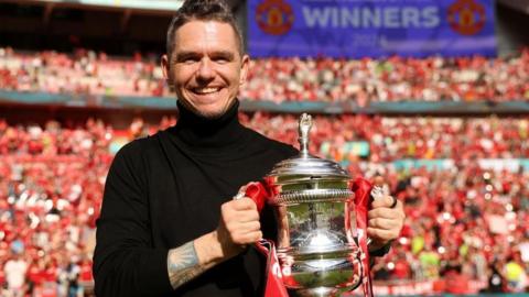 Marc Skinner with the FA Cup trophy