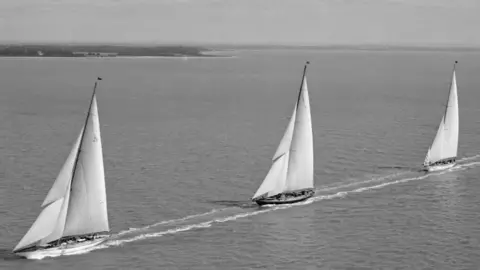 Three J-Class yachts pictured in the 1930s