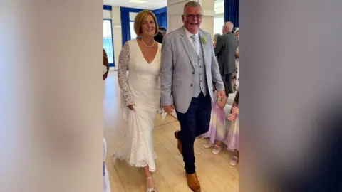 Supplied/BBC Hayley and Nigel Adcock on their wedding day